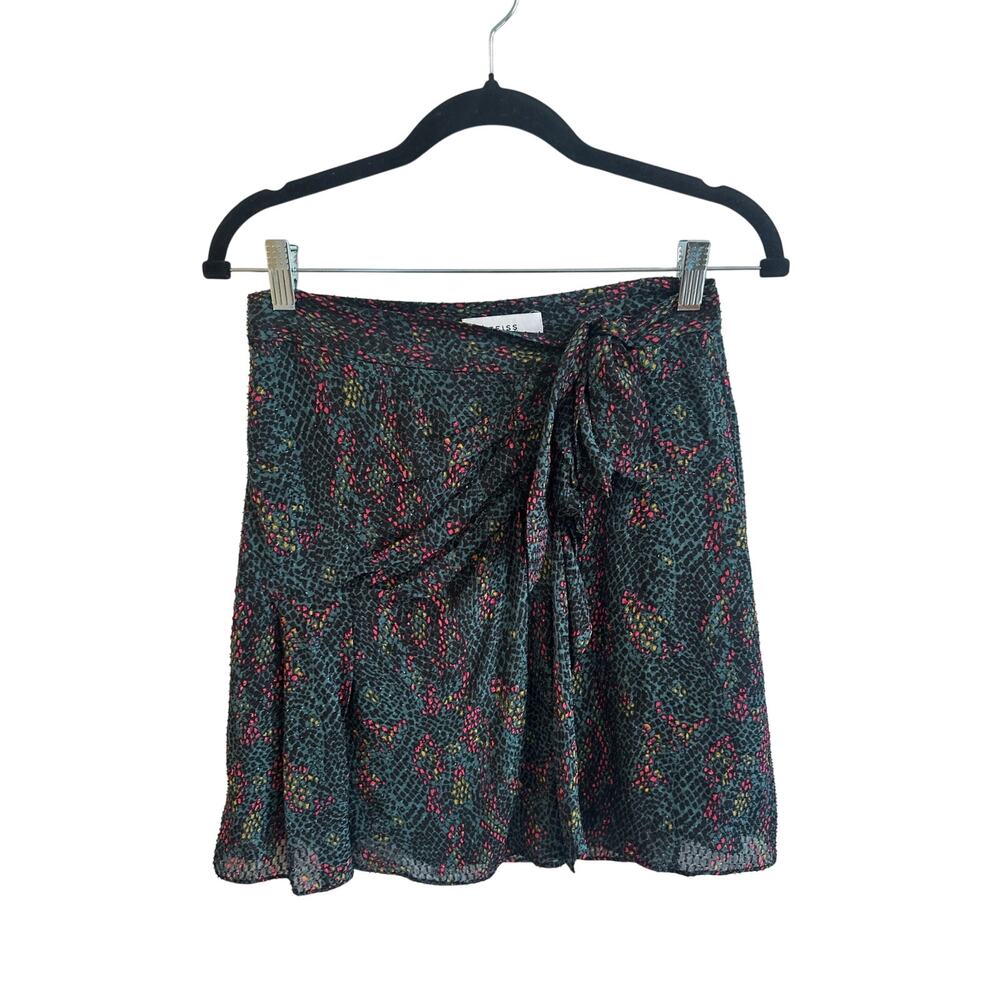 Reiss Green Multi-Color Printed Mini Skirt